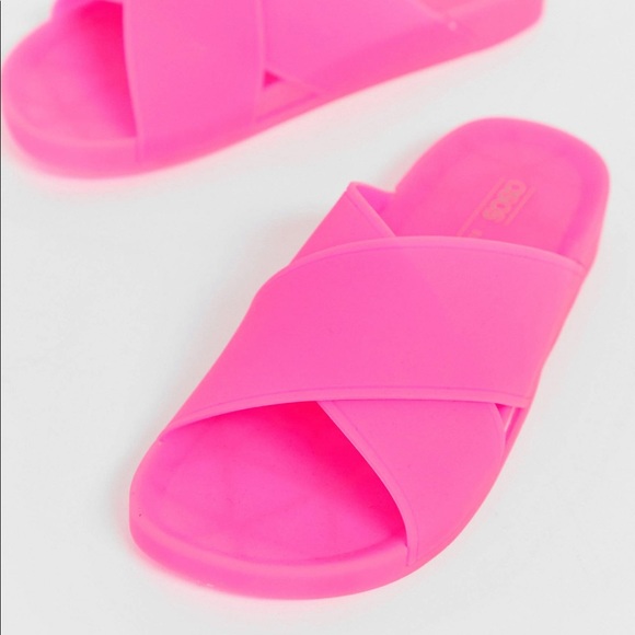 ASOS Design pink jelly flat sandals size 9 - Picture 2 of 4